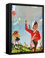 Flying Kites - Child Life-Robert O. Skemp-Framed Stretched Canvas