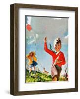 Flying Kites - Child Life-Robert O. Skemp-Framed Giclee Print