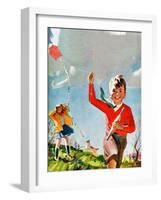 Flying Kites - Child Life-Robert O. Skemp-Framed Giclee Print