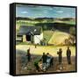 "Flying Kites", March 18, 1950-John Falter-Framed Stretched Canvas