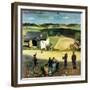 "Flying Kites", March 18, 1950-John Falter-Framed Giclee Print