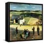 "Flying Kites", March 18, 1950-John Falter-Framed Stretched Canvas