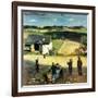 "Flying Kites", March 18, 1950-John Falter-Framed Giclee Print