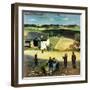 "Flying Kites", March 18, 1950-John Falter-Framed Giclee Print