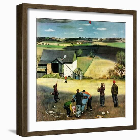 "Flying Kites", March 18, 1950-John Falter-Framed Premium Giclee Print