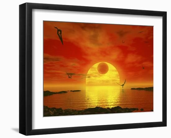 Flying Life Forms Grace the Crimson Skies of the Earth-Like Extrasolar Planet Gliese 581 C-Stocktrek Images-Framed Photographic Print