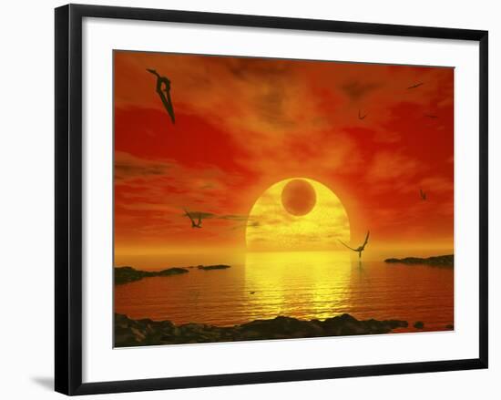 Flying Life Forms Grace the Crimson Skies of the Earth-Like Extrasolar Planet Gliese 581 C-Stocktrek Images-Framed Photographic Print