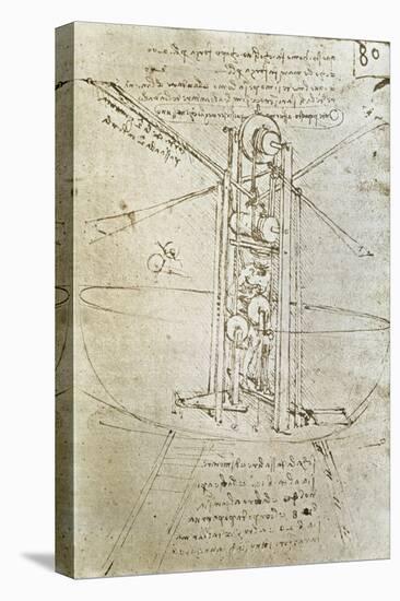 Flying Machine, Drawing by Leonardo Da Vinci-null-Stretched Canvas