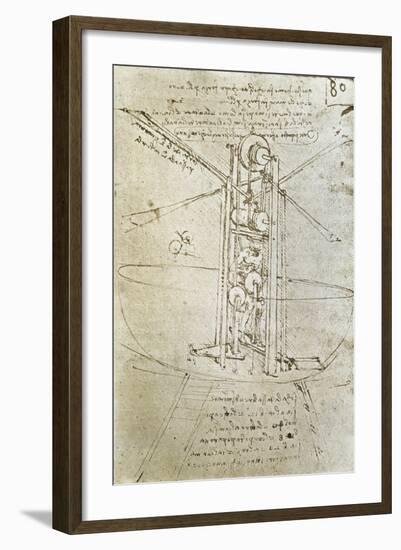 Flying Machine, Drawing by Leonardo Da Vinci-null-Framed Art Print