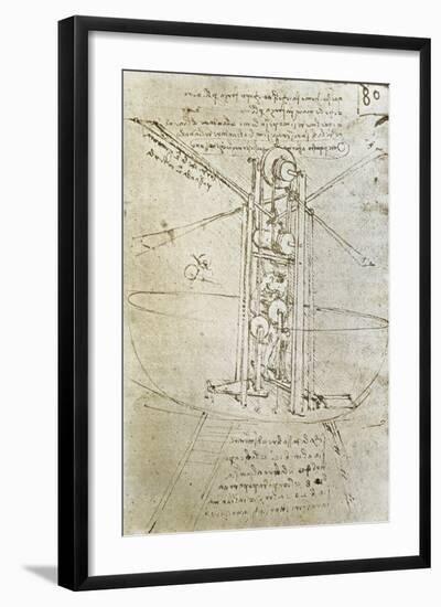 Flying Machine, Drawing by Leonardo Da Vinci-null-Framed Art Print