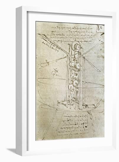 Flying Machine, Drawing by Leonardo Da Vinci-null-Framed Art Print