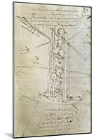 Flying Machine, Drawing by Leonardo Da Vinci-null-Mounted Art Print