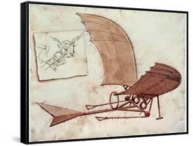 Flying Machine-Leonardo da Vinci-Framed Stretched Canvas