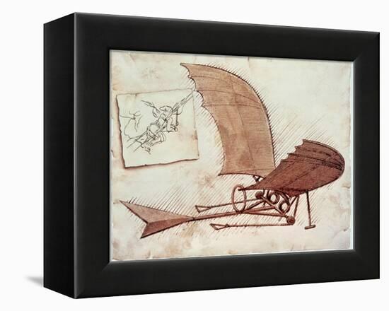 Flying Machine-Leonardo da Vinci-Framed Stretched Canvas