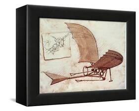 Flying Machine-Leonardo da Vinci-Framed Stretched Canvas