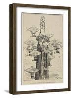 Flying Machines in the Shape Of Fish-Albert Robida-Framed Giclee Print