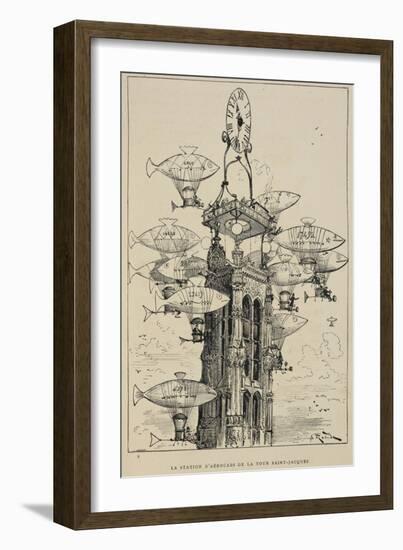 Flying Machines in the Shape Of Fish-Albert Robida-Framed Giclee Print