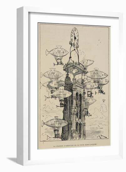 Flying Machines in the Shape Of Fish-Albert Robida-Framed Giclee Print