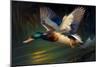 Flying Mallard Drake-Vivienne Dupont-Mounted Art Print