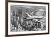 Flying over Manhattan, NYC-null-Framed Art Print