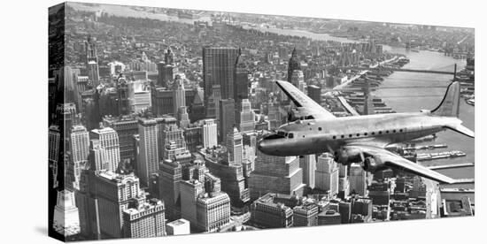 Flying over Manhattan, NYC-null-Stretched Canvas