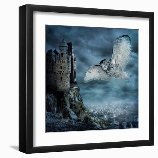 Flying Owl Bird-egal-Framed Art Print