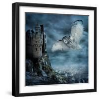 Flying Owl Bird-egal-Framed Art Print