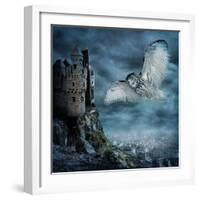 Flying Owl Bird-egal-Framed Art Print