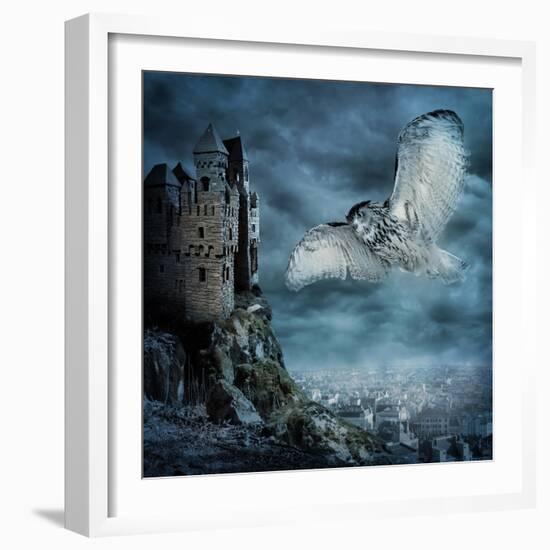 Flying Owl Bird-egal-Framed Art Print