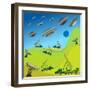 Flying Plates of Aliens are Attacking the Earth-qiiip-Framed Art Print