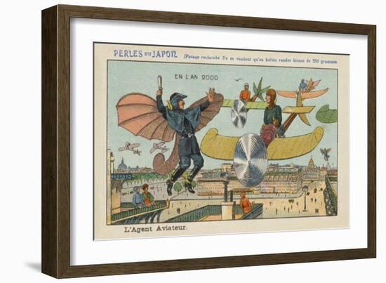 Flying Policeman in the Year 2000-null-Framed Giclee Print