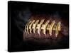 Flying Rugby Ball Isolated on Black.-Kesu01-Stretched Canvas