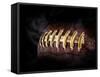 Flying Rugby Ball Isolated on Black.-Kesu01-Framed Stretched Canvas