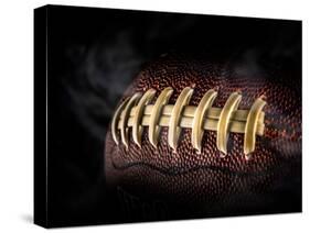Flying Rugby Ball Isolated on Black.-Kesu01-Stretched Canvas