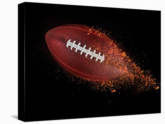 Flying Rugby Ball Isolated on Black.-Kesu01-Stretched Canvas