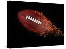 Flying Rugby Ball Isolated on Black.-Kesu01-Stretched Canvas