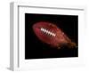 Flying Rugby Ball Isolated on Black.-Kesu01-Framed Photographic Print