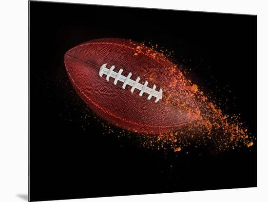 Flying Rugby Ball Isolated on Black.-Kesu01-Mounted Photographic Print