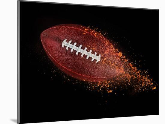 Flying Rugby Ball Isolated on Black.-Kesu01-Mounted Photographic Print