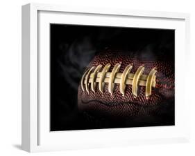 Flying Rugby Ball Isolated on Black.-Kesu01-Framed Photographic Print