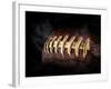 Flying Rugby Ball Isolated on Black.-Kesu01-Framed Photographic Print