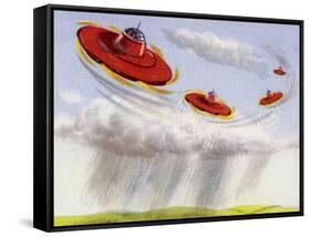 Flying Saucers Used to Precipitate Rainfall-null-Framed Stretched Canvas