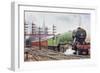 Flying Scotsman Steam Locomotive-null-Framed Premium Giclee Print