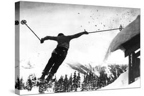 Flying Skier-null-Stretched Canvas