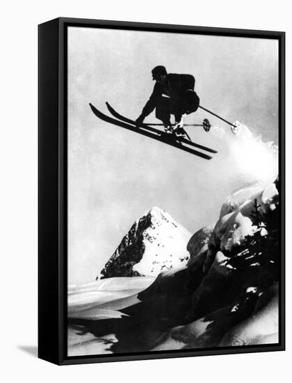 Flying Skier!-null-Framed Stretched Canvas