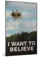 Flying Spaghetti Monster - I Want To Believe-null-Mounted Poster