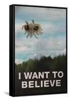 Flying Spaghetti Monster - I Want To Believe-null-Framed Stretched Canvas