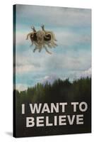 Flying Spaghetti Monster - I Want To Believe-null-Stretched Canvas