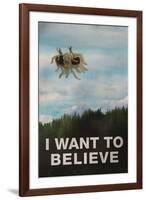 Flying Spaghetti Monster I Want To Believe-null-Framed Art Print