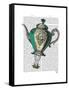 Flying Teapot 1 Green and Yellow-Fab Funky-Framed Stretched Canvas